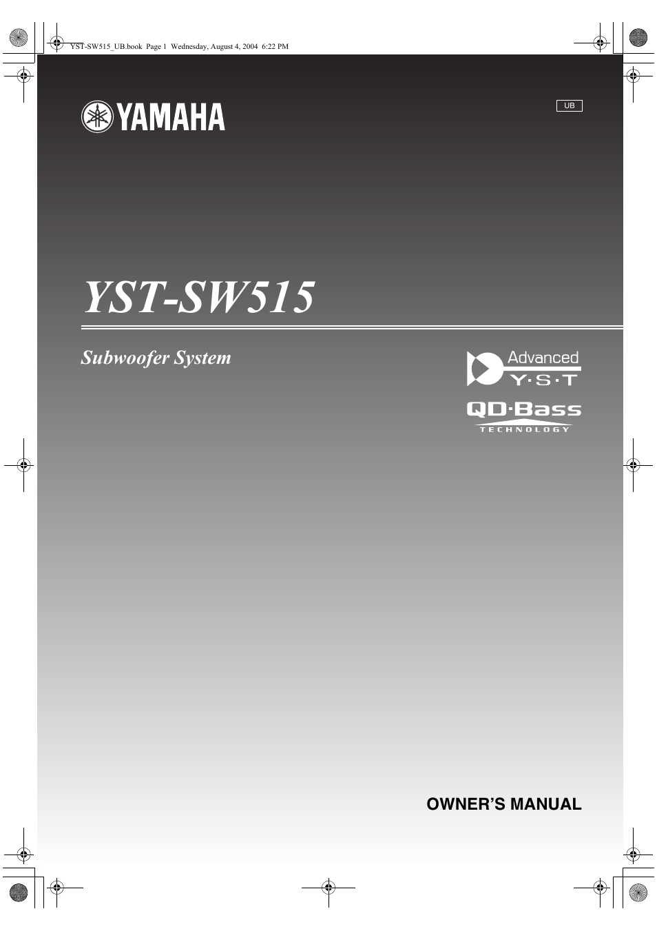 Yamaha YST-SW515 User Manual | 20 pages