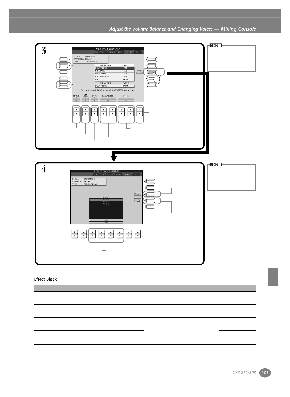 Effect block | Yamaha CVP-208  EN User Manual | Page 127 / 180