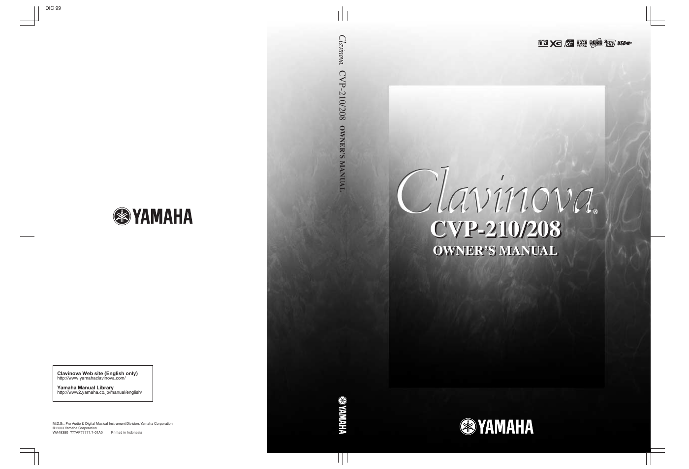 Owner’ s manual | Yamaha CVP-208  EN User Manual | Page 180 / 180