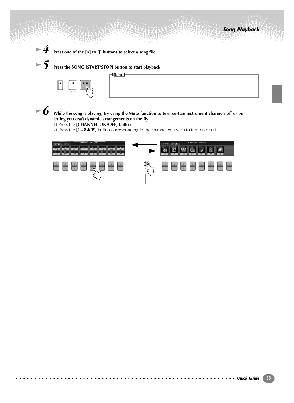Song playback | Yamaha CVP-208  EN User Manual | Page 23 / 180