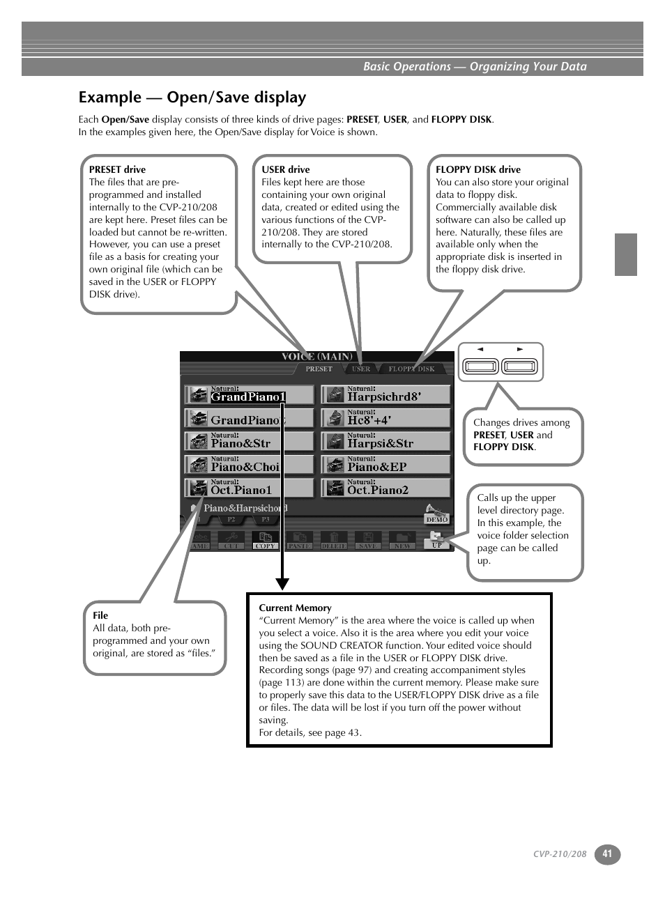 Example — open/save display | Yamaha CVP-208  EN User Manual | Page 41 / 180