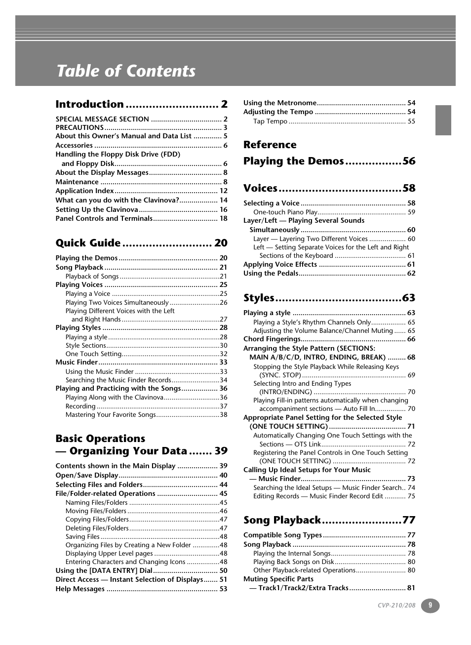 Yamaha CVP-208  EN User Manual | Page 9 / 180