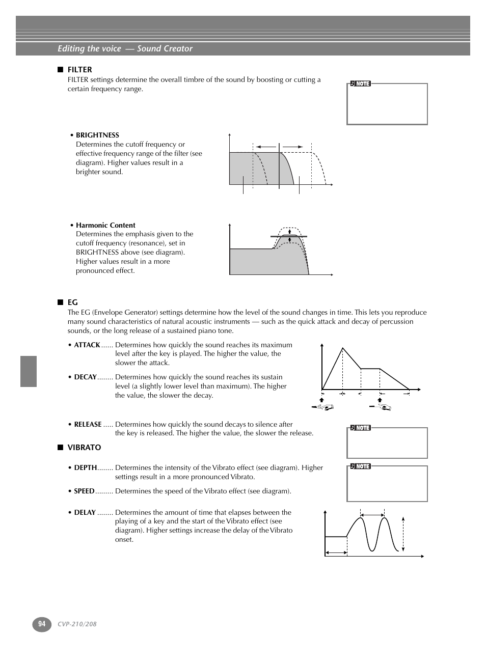 Editing the voice — sound creator | Yamaha CVP-208  EN User Manual | Page 94 / 180