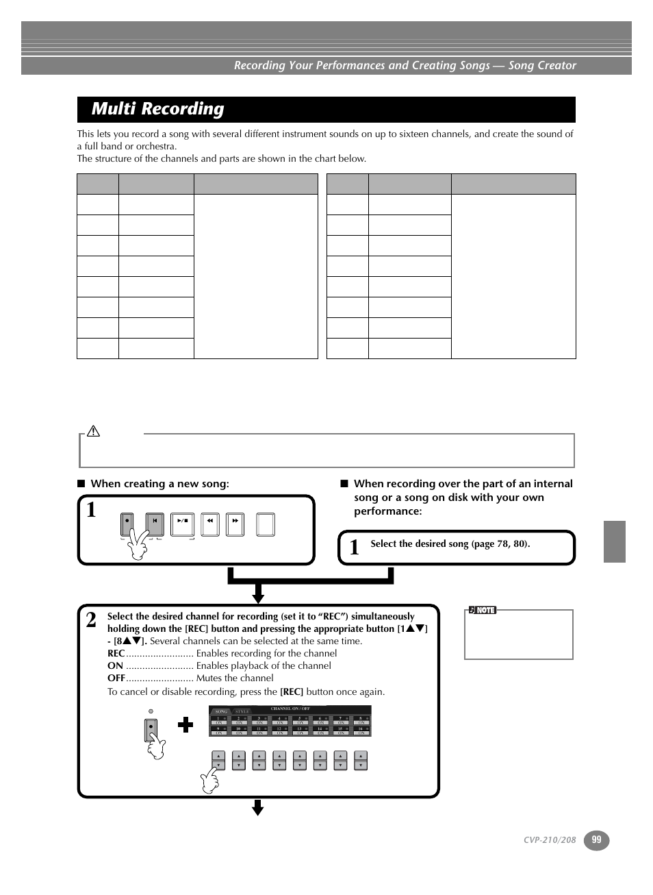 Multi recording | Yamaha CVP-208  EN User Manual | Page 99 / 180