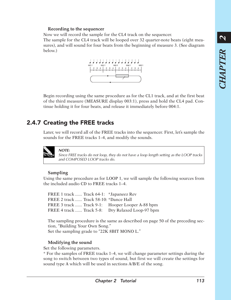 Chapter 2, 7 creating the free tracks | Yamaha SU700 User Manual | Page 113 / 354