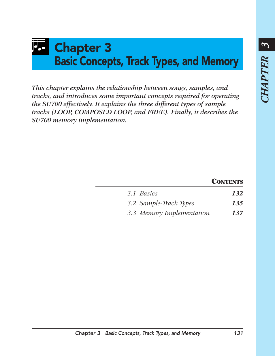 Chapter 3 basic concepts, track types, and memory, Chapter 3, Basic concepts, track types, and memory | Yamaha SU700 User Manual | Page 131 / 354