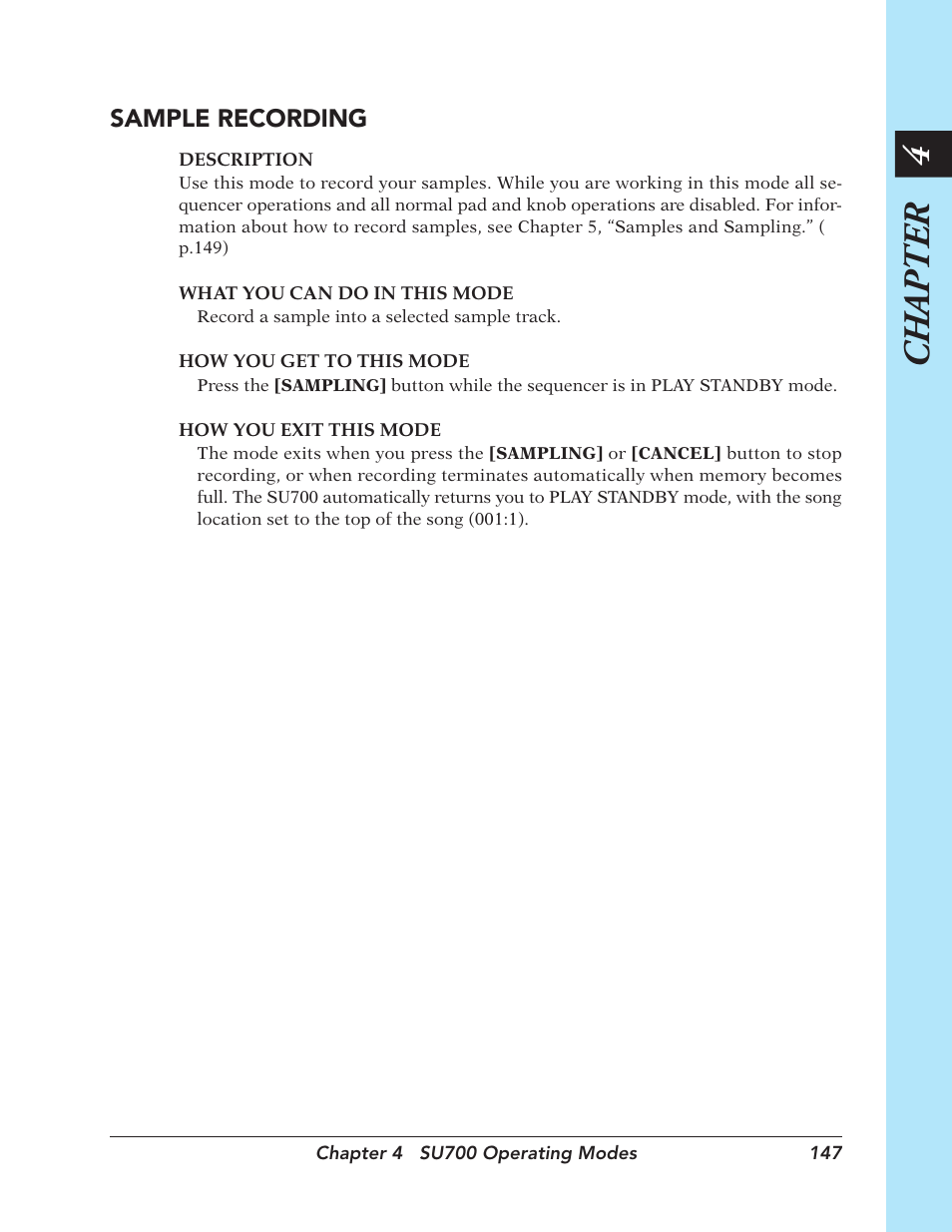 Chapter 4, Sample recording | Yamaha SU700 User Manual | Page 147 / 354