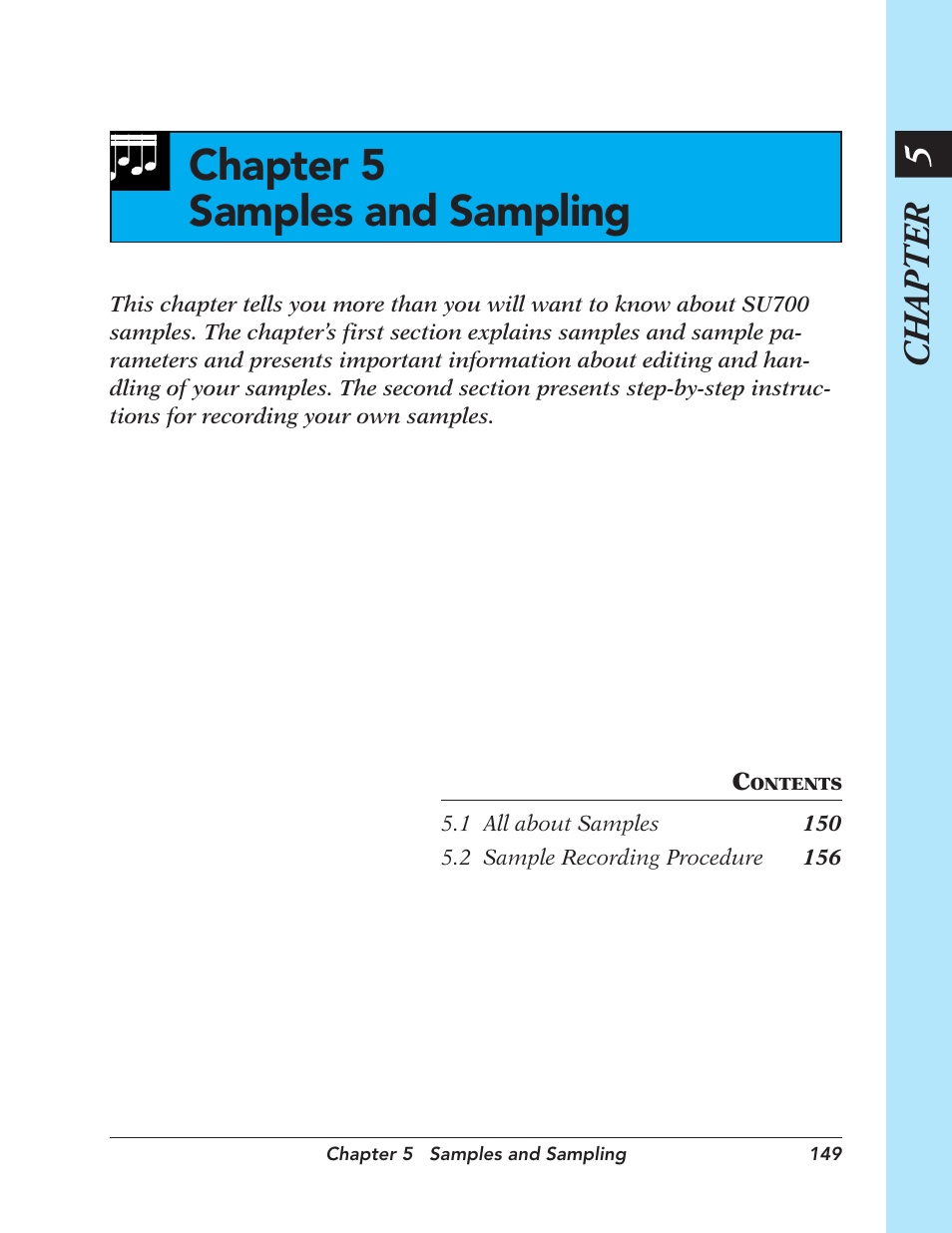 Chapter 5 samples and sampling, Chapter 5, Samples and sampling | Yamaha SU700 User Manual | Page 149 / 354