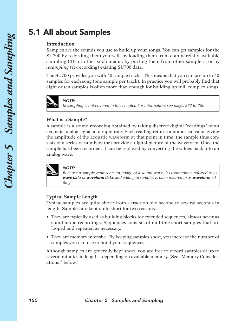 1 all about samples, All about samples, Chapter 5 samples and sampling | Yamaha SU700 User Manual | Page 150 / 354