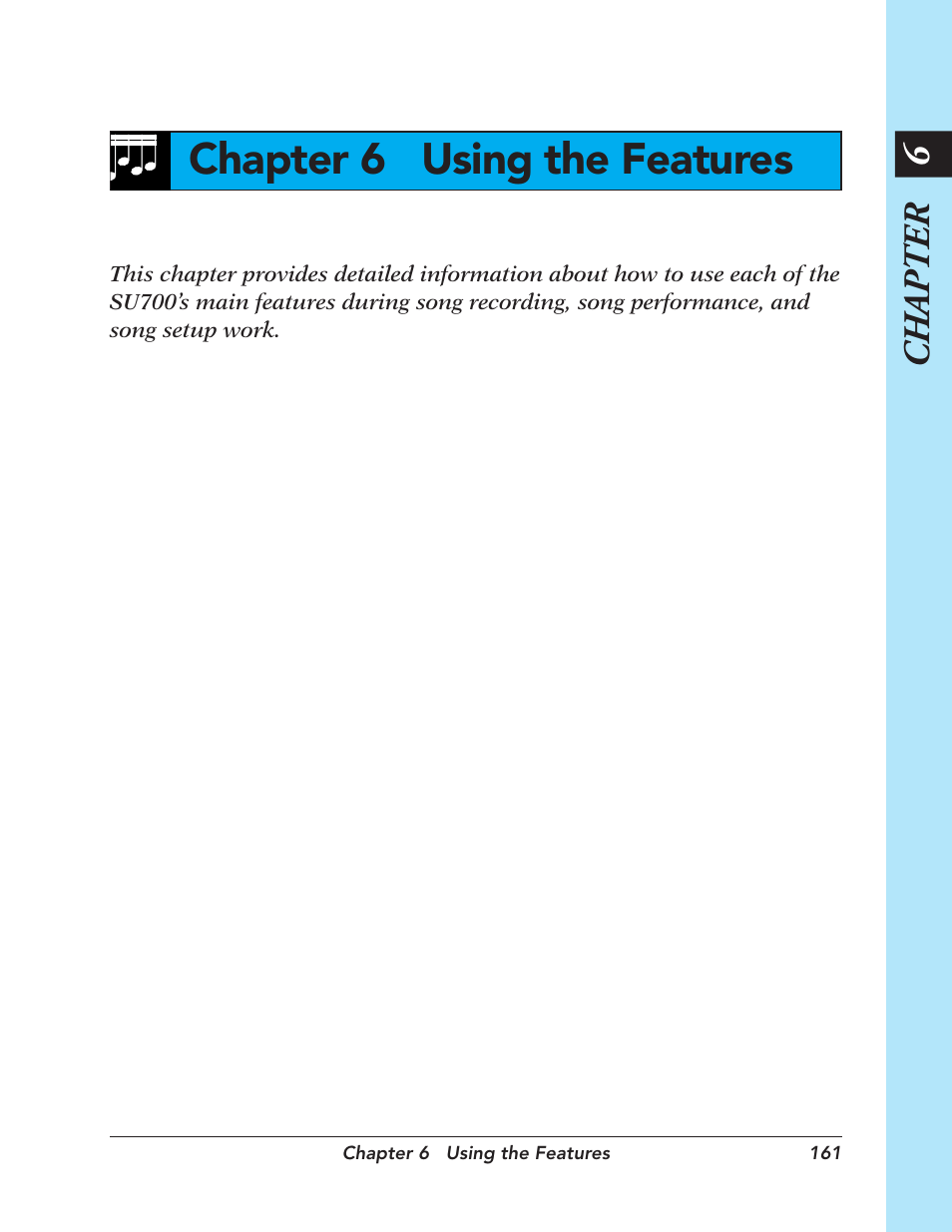 Chapter 6 using the features, Chapter 6, Using the features | Yamaha SU700 User Manual | Page 161 / 354