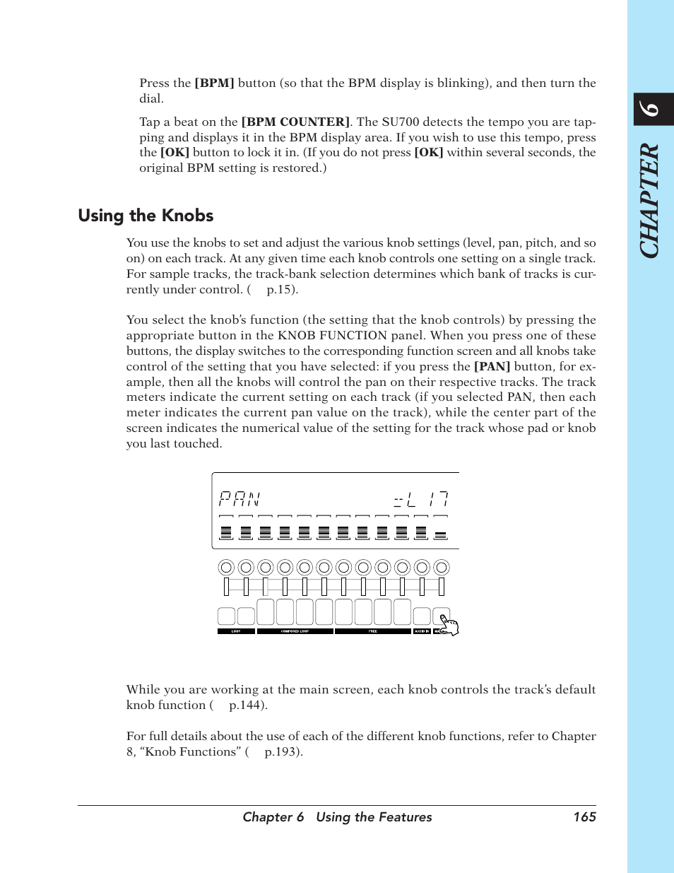 Chapter 6, Using the knobs | Yamaha SU700 User Manual | Page 165 / 354