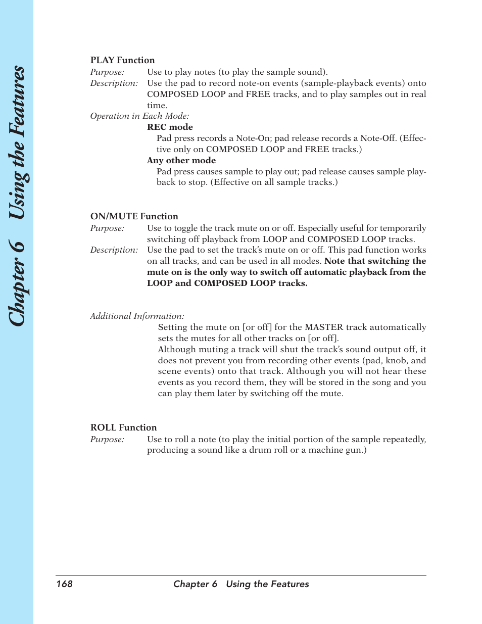 Chapter 6 u sing the f eatur es | Yamaha SU700 User Manual | Page 168 / 354