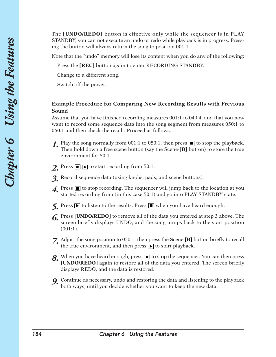 Chapter 6 u sing the f eatur es | Yamaha SU700 User Manual | Page 184 / 354