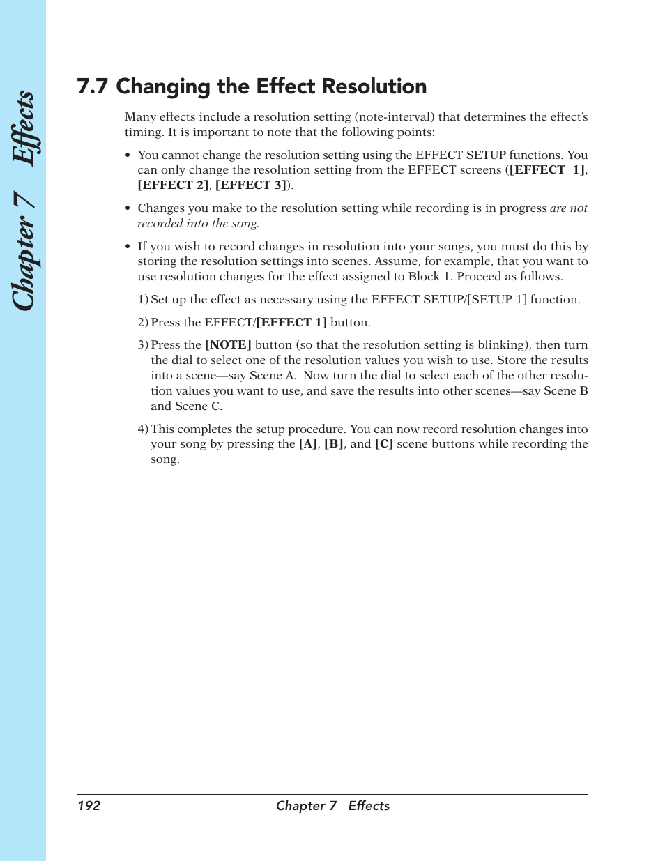 7 changing the effect resolution, Changing the effect resolution, 7 changing the effect resolution 192 | Chapter 7 e ffects | Yamaha SU700 User Manual | Page 192 / 354