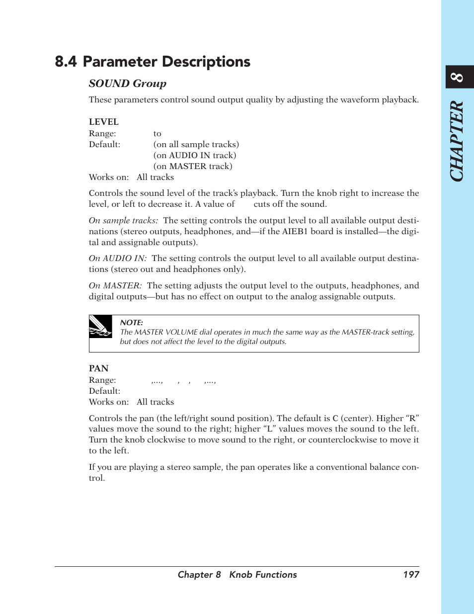 4 parameter descriptions, Parameter descriptions, Chapter 8 | Yamaha SU700 User Manual | Page 197 / 354