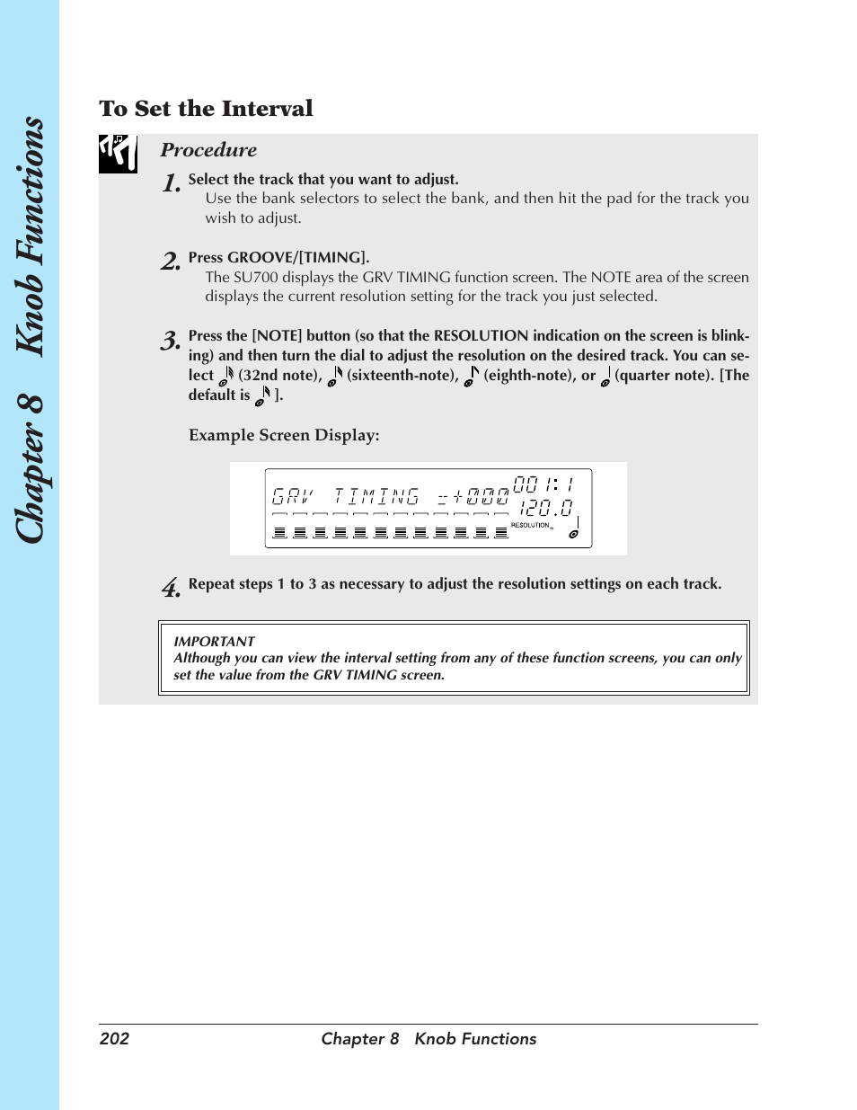 Chapter 8 k nob f unctions | Yamaha SU700 User Manual | Page 202 / 354