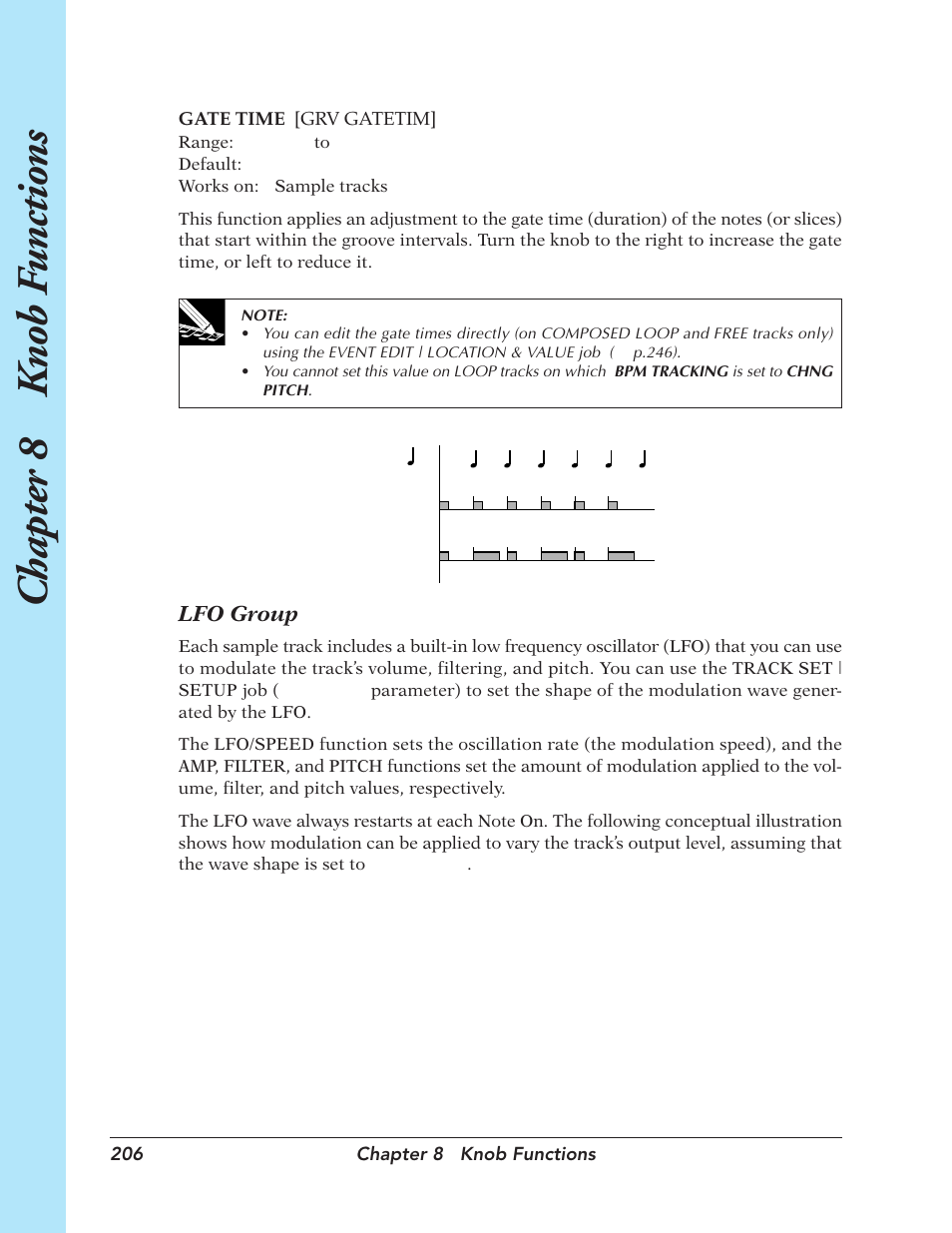 Chapter 8 k nob f unctions | Yamaha SU700 User Manual | Page 206 / 354