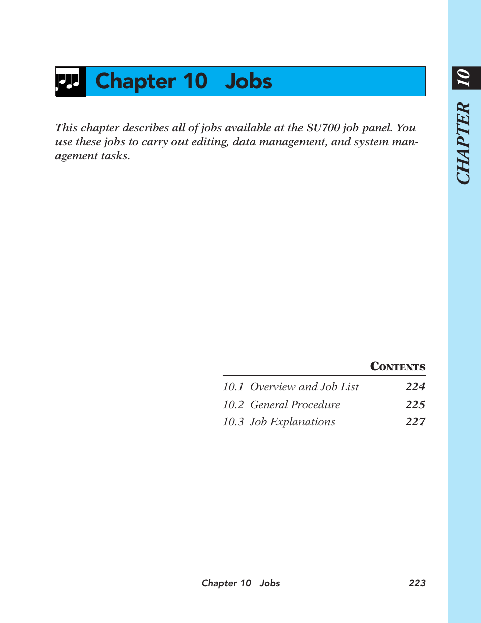 Chapter 10 jobs, Chapter 10 | Yamaha SU700 User Manual | Page 223 / 354