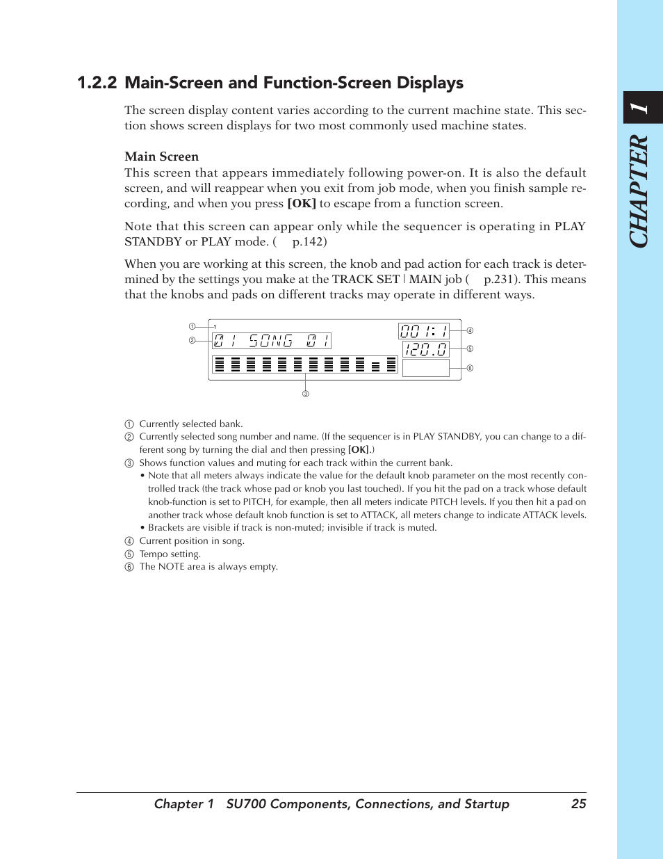 Chapter 1, 2 main-screen and function-screen displays | Yamaha SU700 User Manual | Page 25 / 354