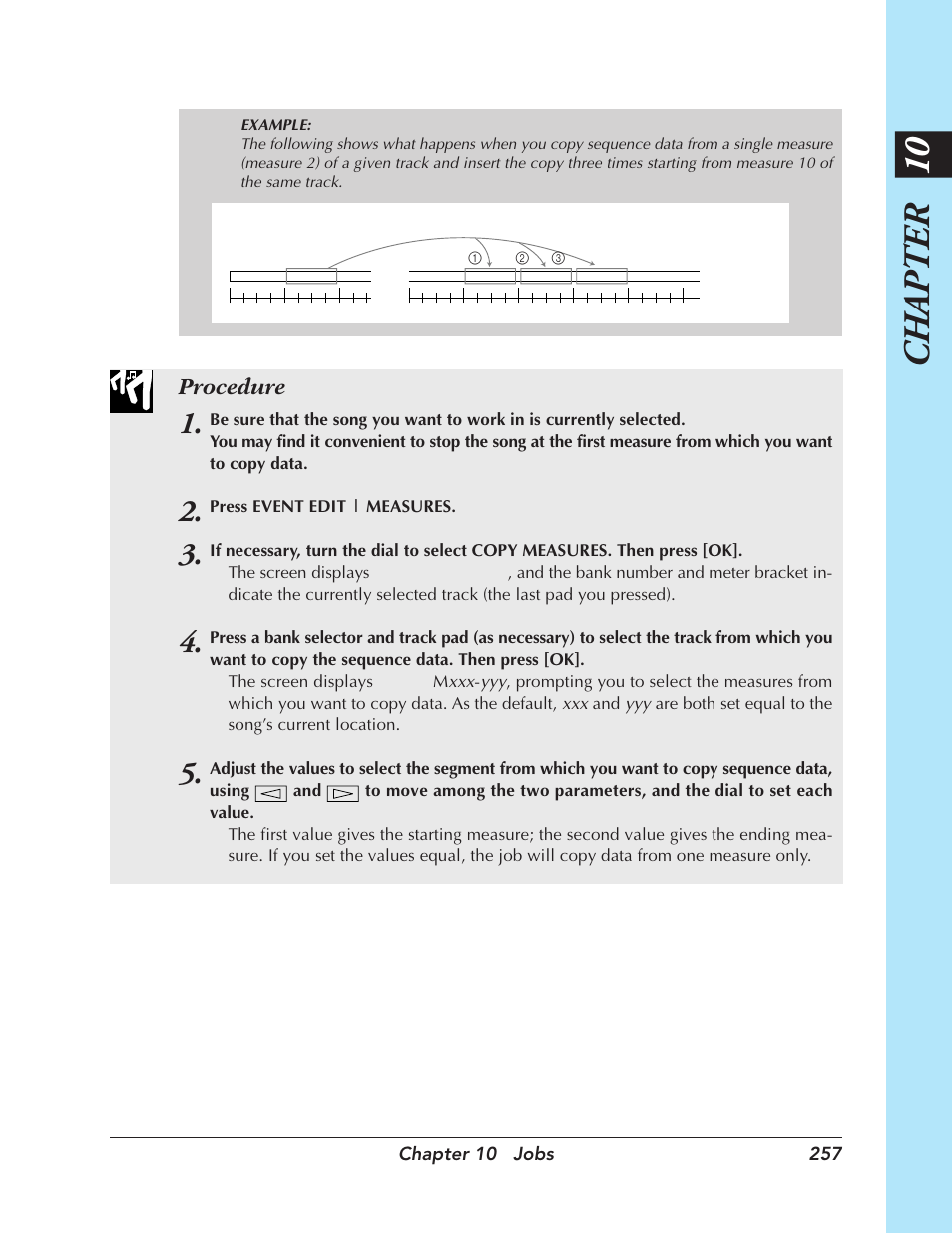 Chapter 10, Procedure, Press event edit | measures | Yamaha SU700 User Manual | Page 257 / 354