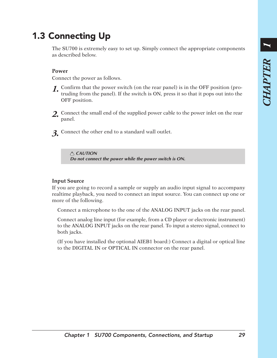 3 connecting up, Connecting up, Chapter 1 | Yamaha SU700 User Manual | Page 29 / 354