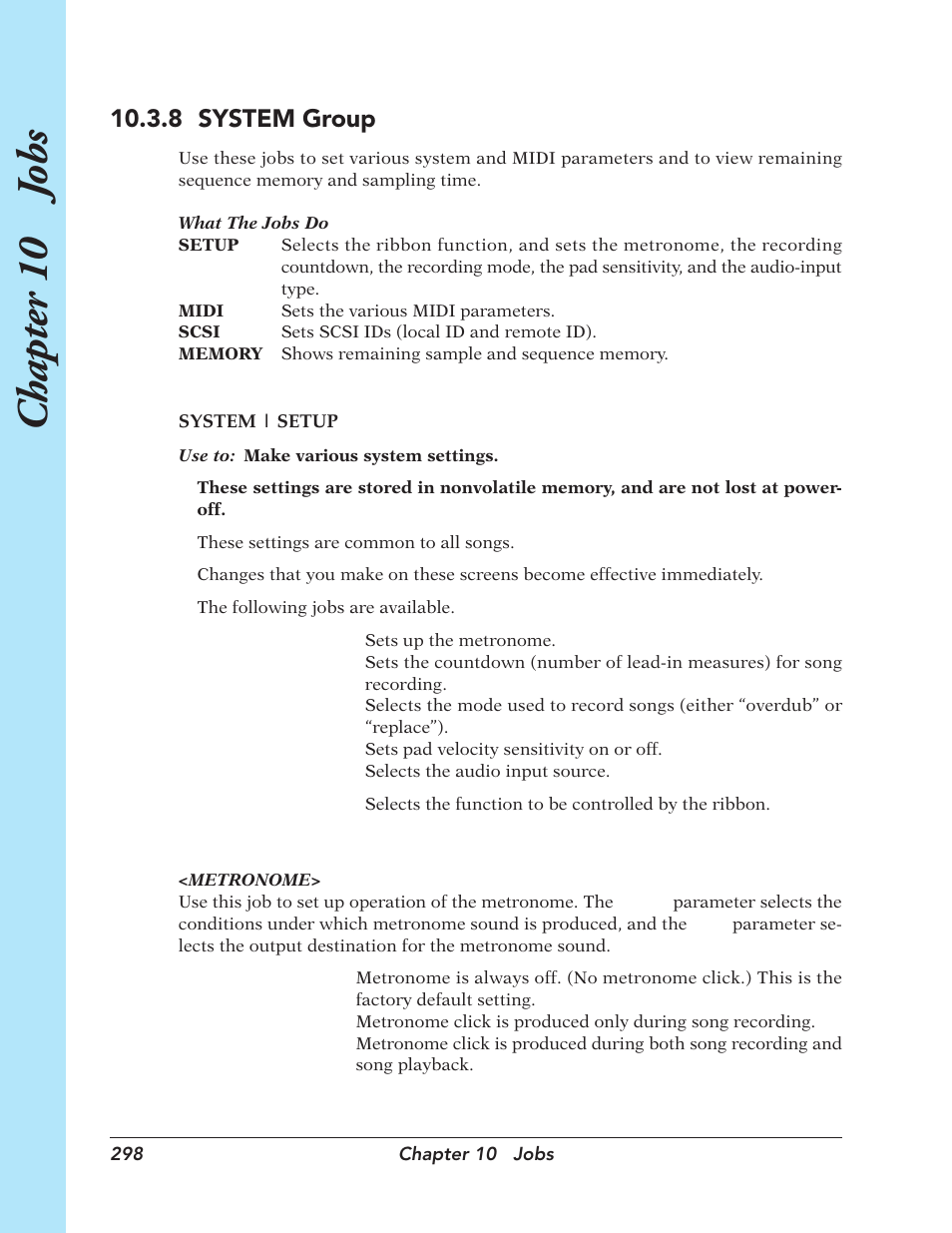 Chapter 10 j obs, 8 system group | Yamaha SU700 User Manual | Page 298 / 354