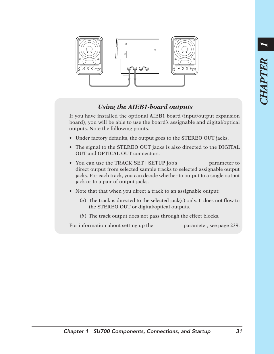 Chapter 1, Using the aieb1-board outputs | Yamaha SU700 User Manual | Page 31 / 354