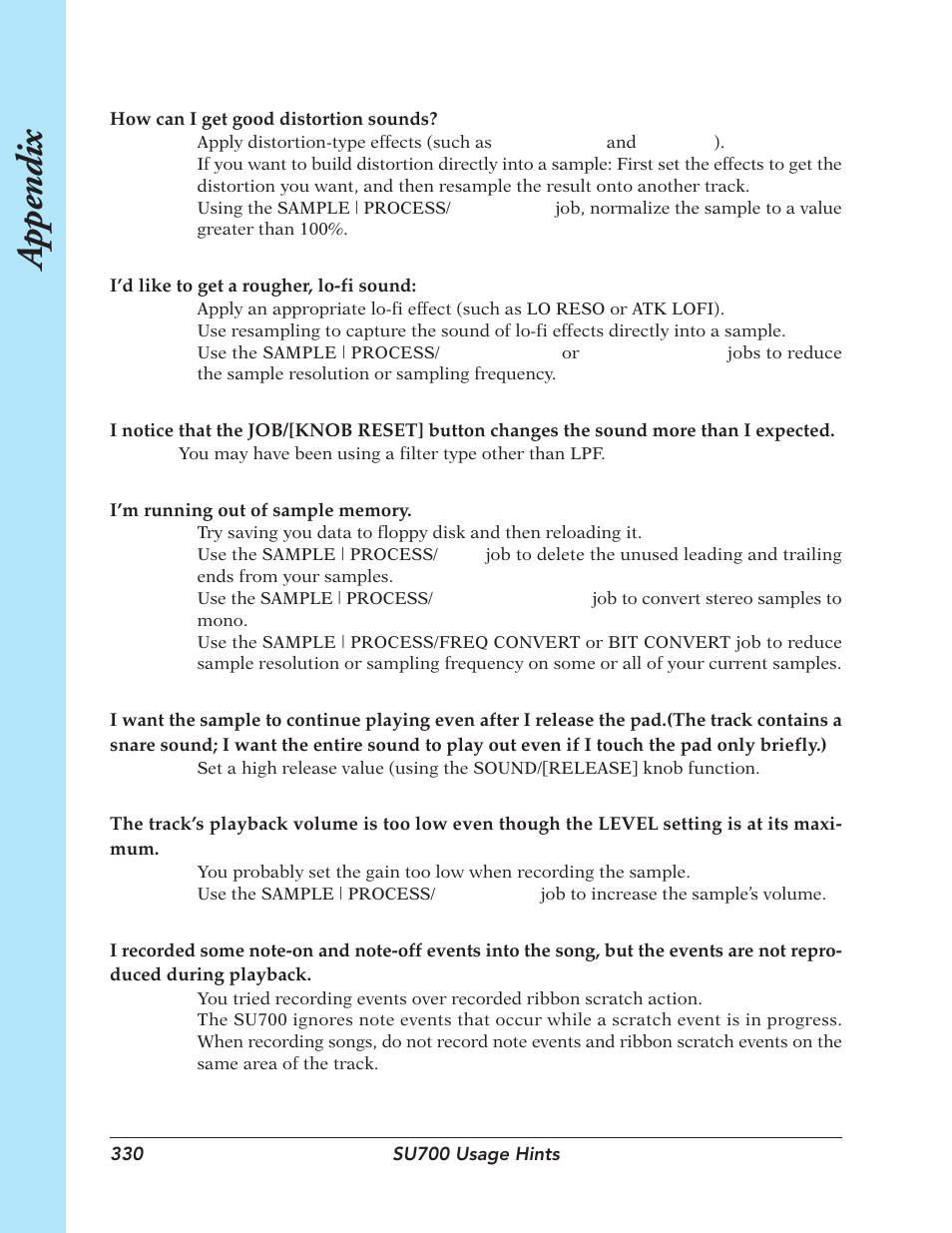 Appendix | Yamaha SU700 User Manual | Page 330 / 354