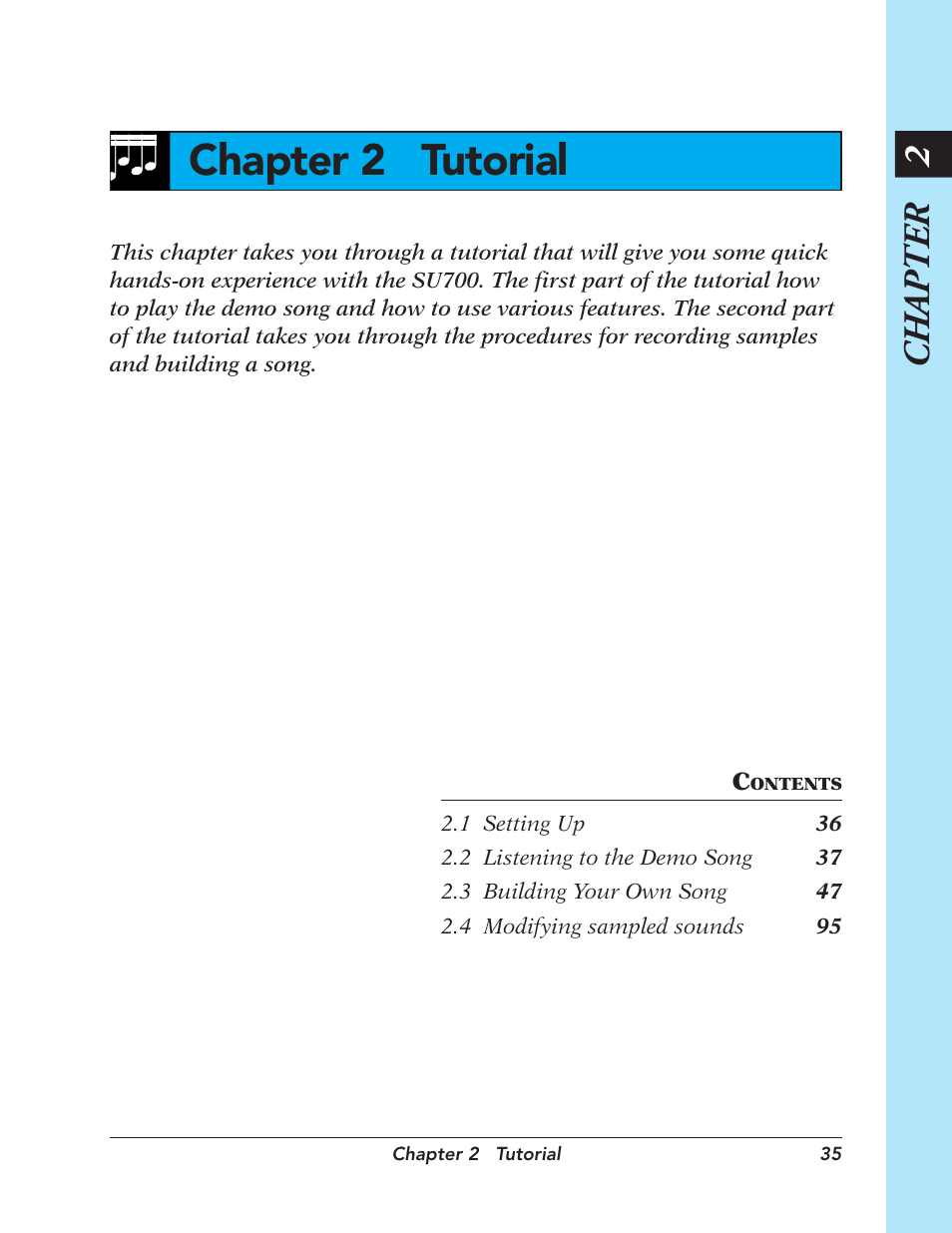 Chapter 2 tutorial, Chapter 2, Tutorial | Yamaha SU700 User Manual | Page 35 / 354