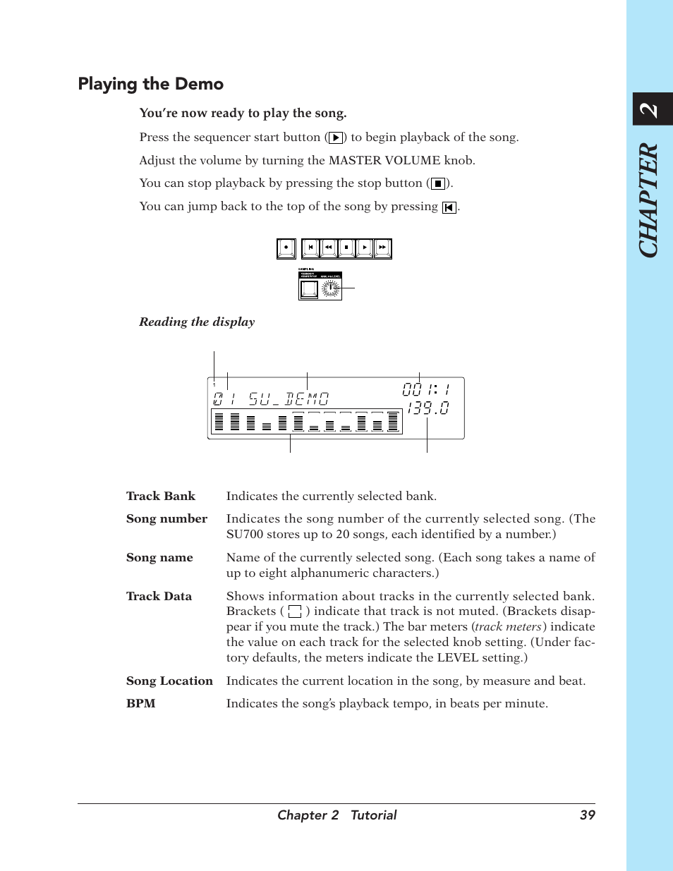 Chapter 2, Playing the demo | Yamaha SU700 User Manual | Page 39 / 354