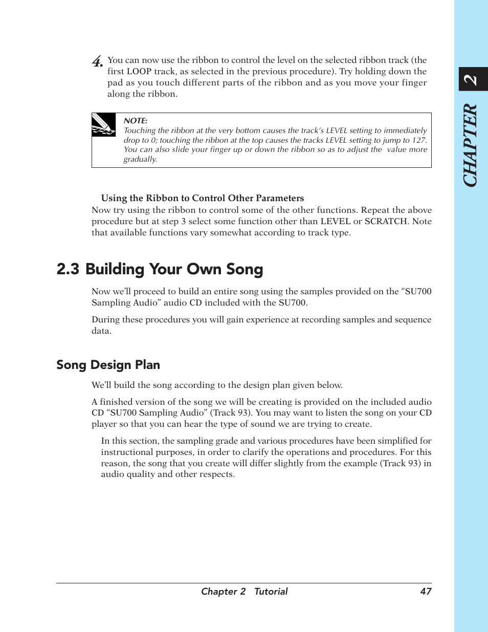 3 building your own song, Building your own song, Chapter 2 | Yamaha SU700 User Manual | Page 47 / 354