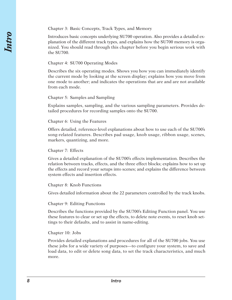Intro | Yamaha SU700 User Manual | Page 8 / 354