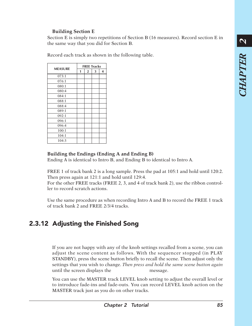 Chapter 2, 12 adjusting the finished song | Yamaha SU700 User Manual | Page 85 / 354