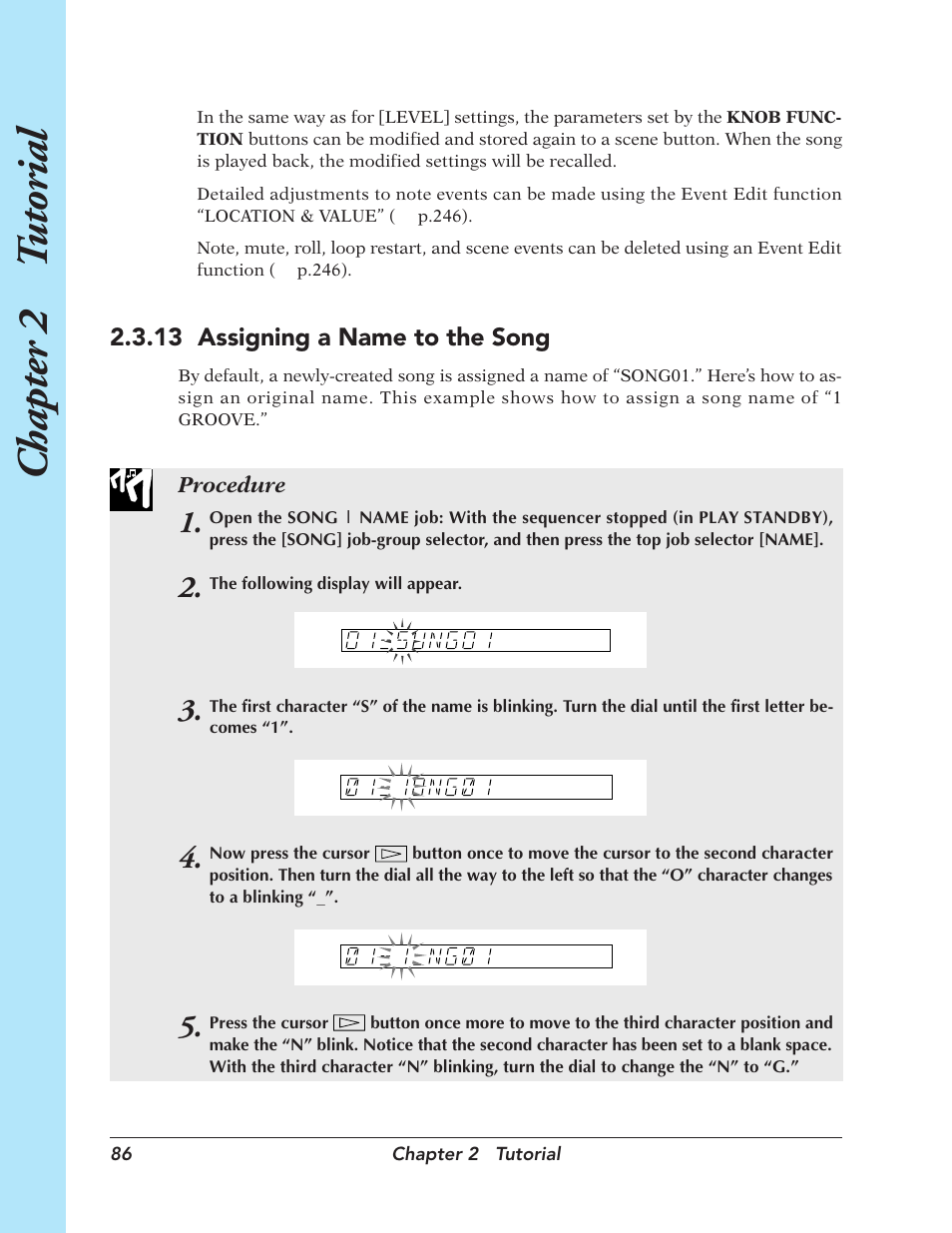 Chapter 2 t utorial | Yamaha SU700 User Manual | Page 86 / 354