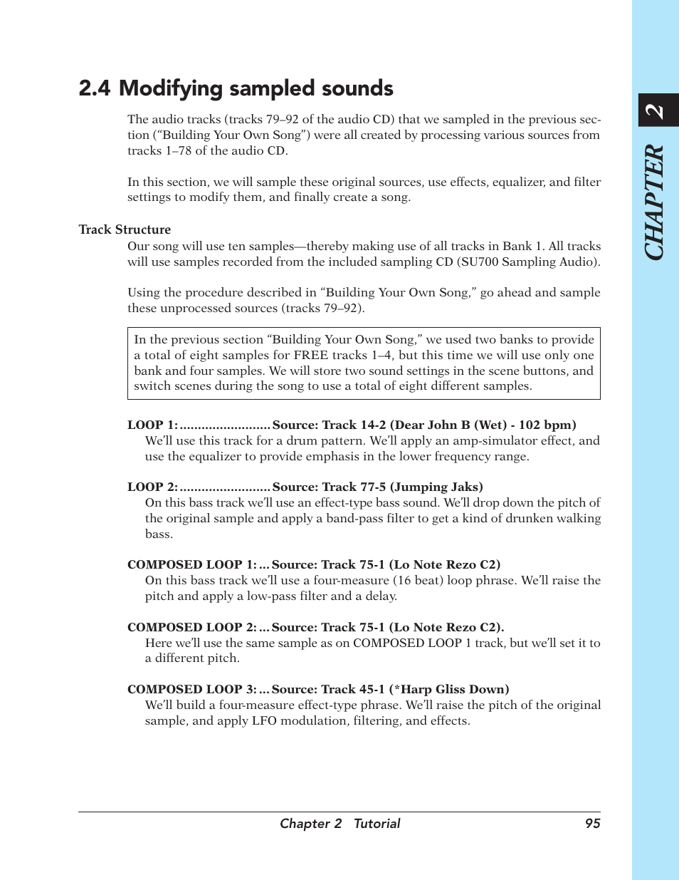 4 modifying sampled sounds, Modifying sampled sounds, Chapter 2 | Yamaha SU700 User Manual | Page 95 / 354
