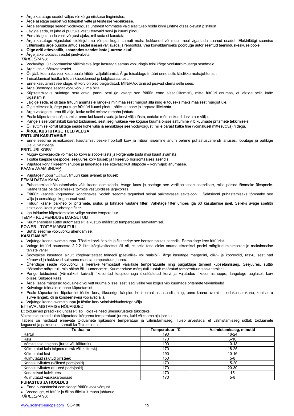 Scarlett SC-180 User Manual | Page 15 / 24