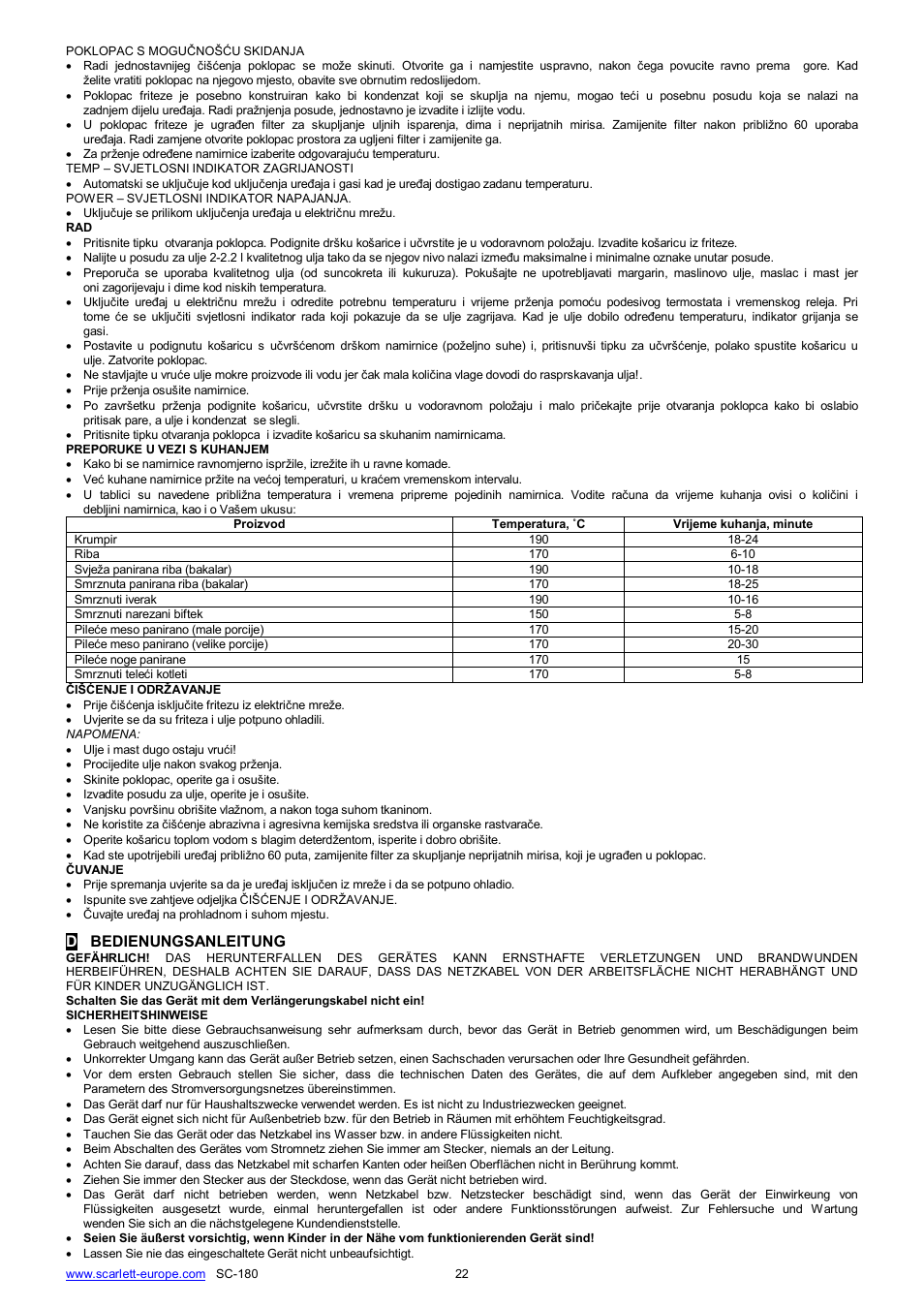 Dbedienungsanleitung | Scarlett SC-180 User Manual | Page 22 / 24