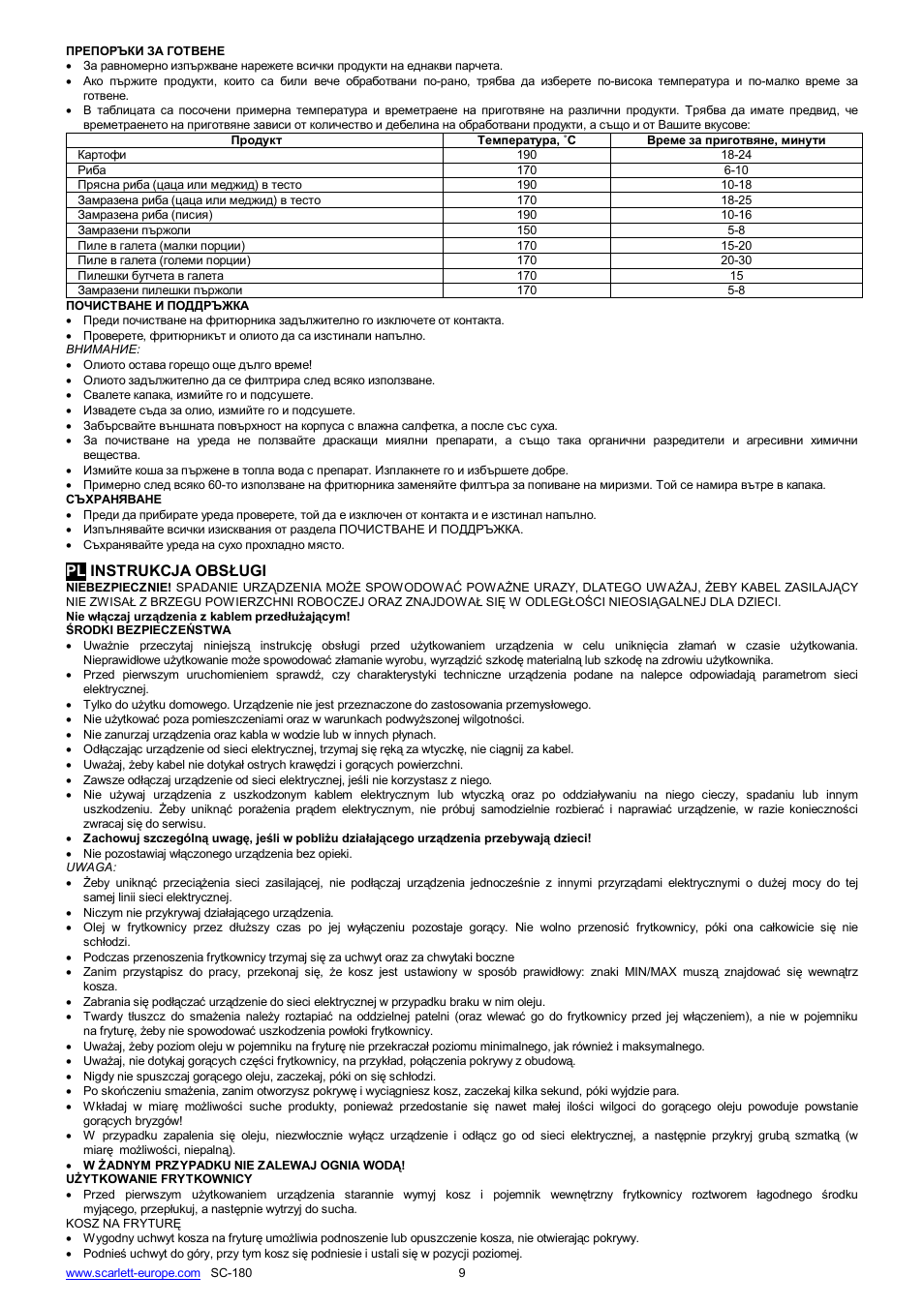 Pl instrukcja obs ugi | Scarlett SC-180 User Manual | Page 9 / 24