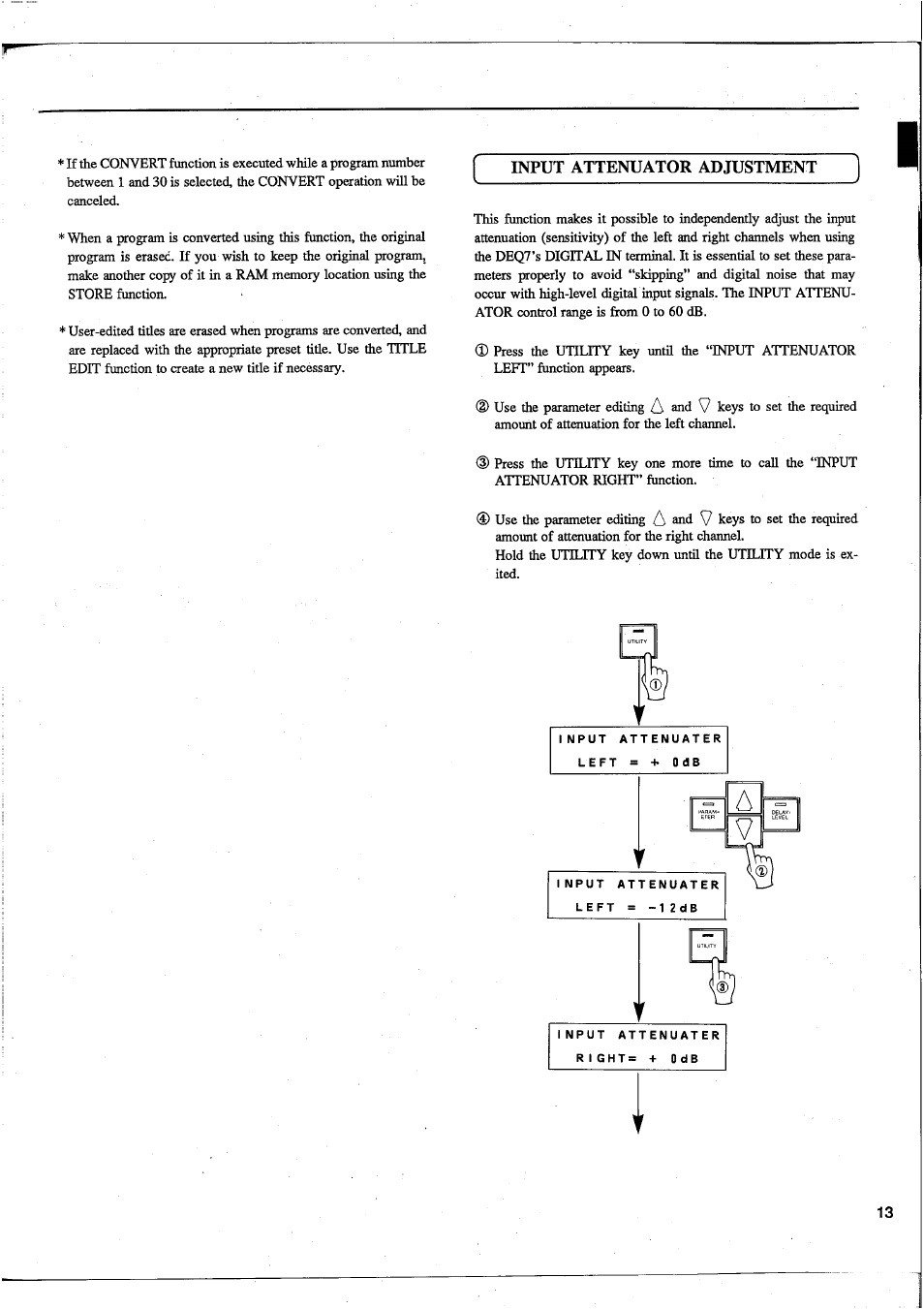 Input attenuator adjustment | Yamaha DEQ7 User Manual | Page 15 / 98