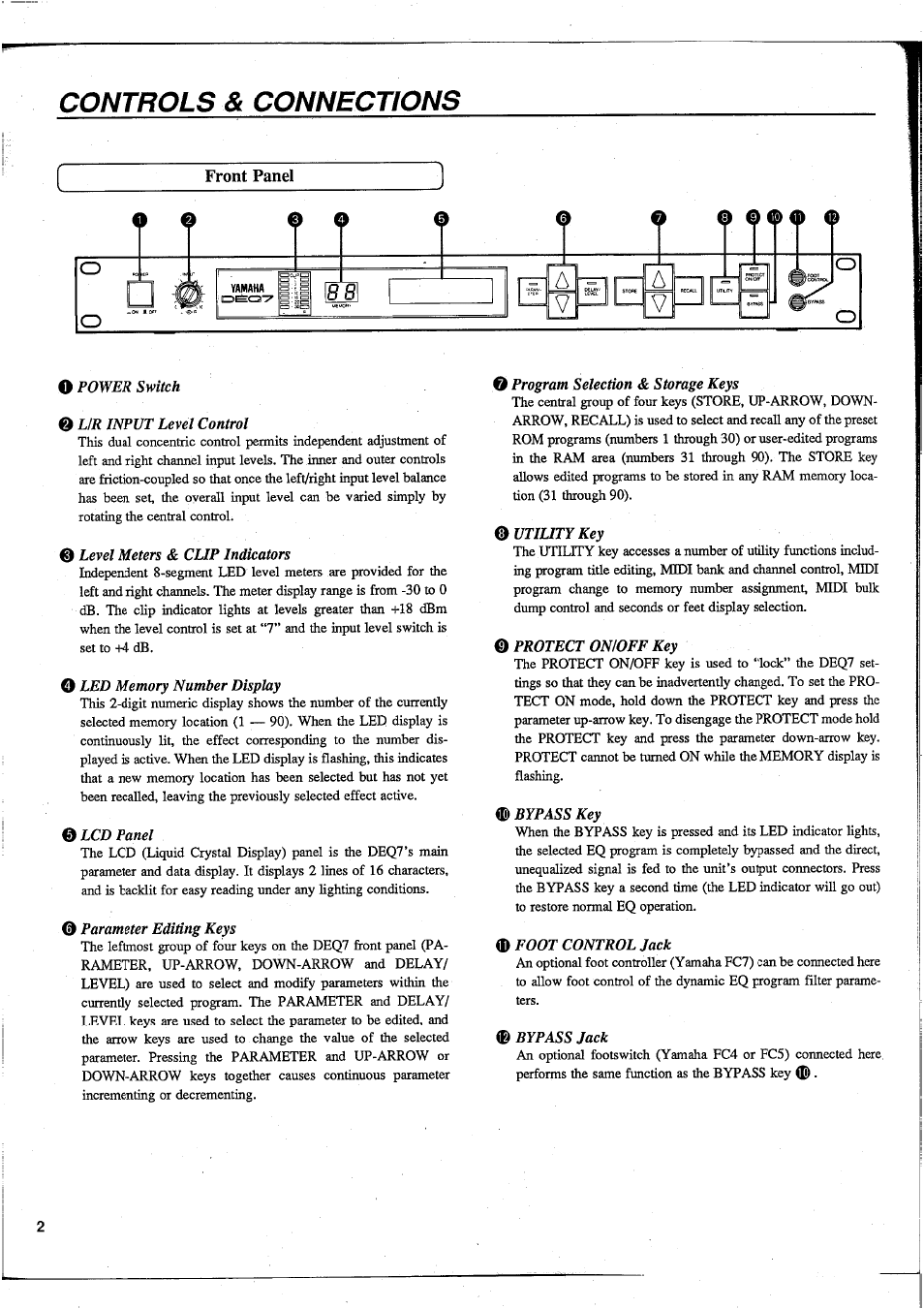 Controls & connections | Yamaha DEQ7 User Manual | Page 4 / 98