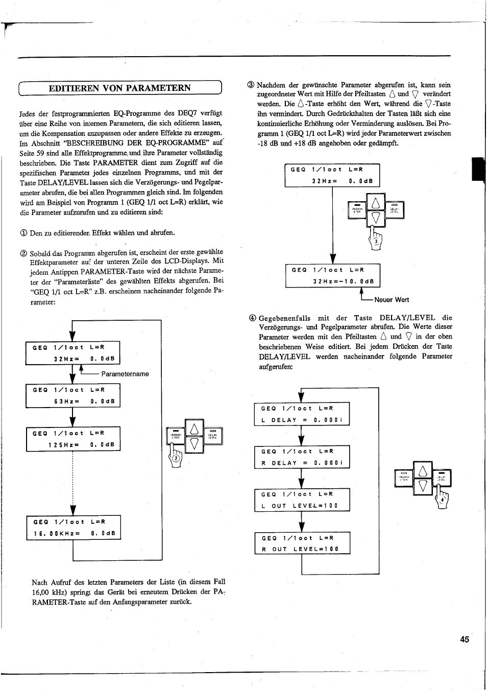 Editieren von parametern | Yamaha DEQ7 User Manual | Page 47 / 98