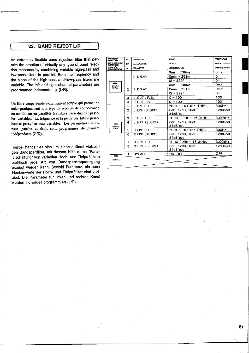Band reject l/r | Yamaha DEQ7 User Manual | Page 83 / 98