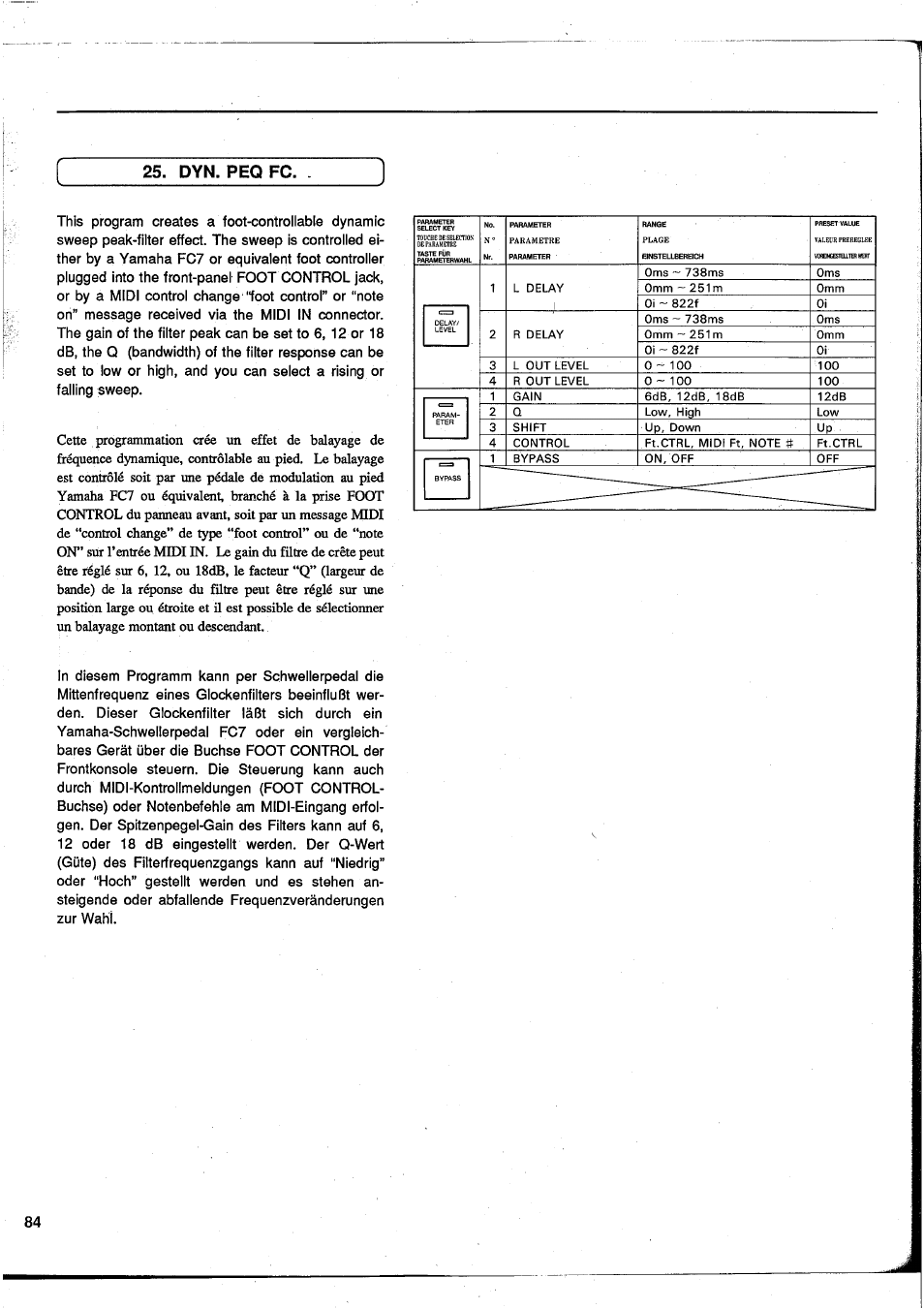 Dyn. peq fc | Yamaha DEQ7 User Manual | Page 86 / 98