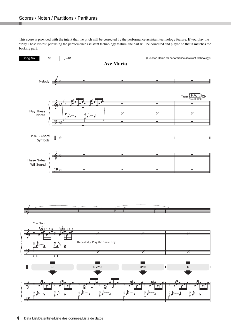 Ave maria | Yamaha PIAGGERO NP-V80 User Manual | Page 4 / 32