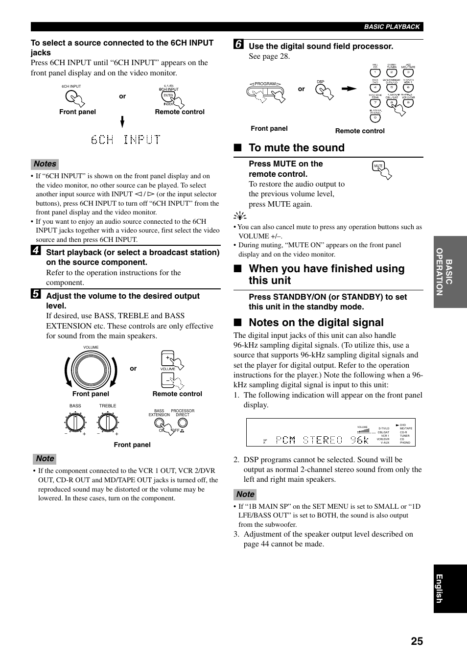 When you have finished using this unit, Use the digital sound field processor. see page 28 | Yamaha RX-V800 User Manual | Page 29 / 82