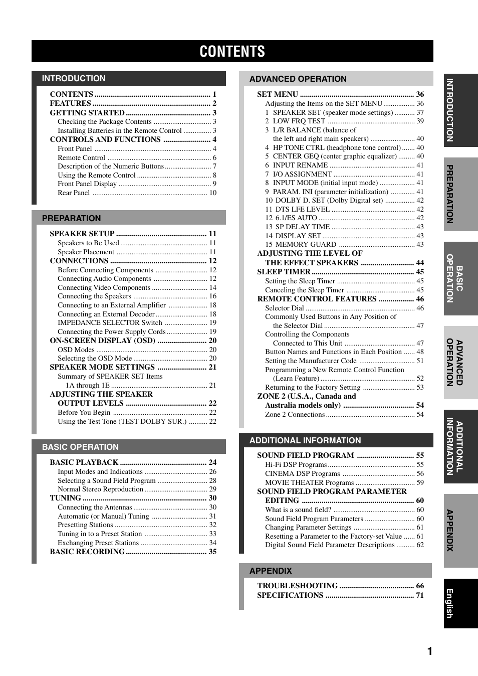 Yamaha RX-V800 User Manual | Page 5 / 82