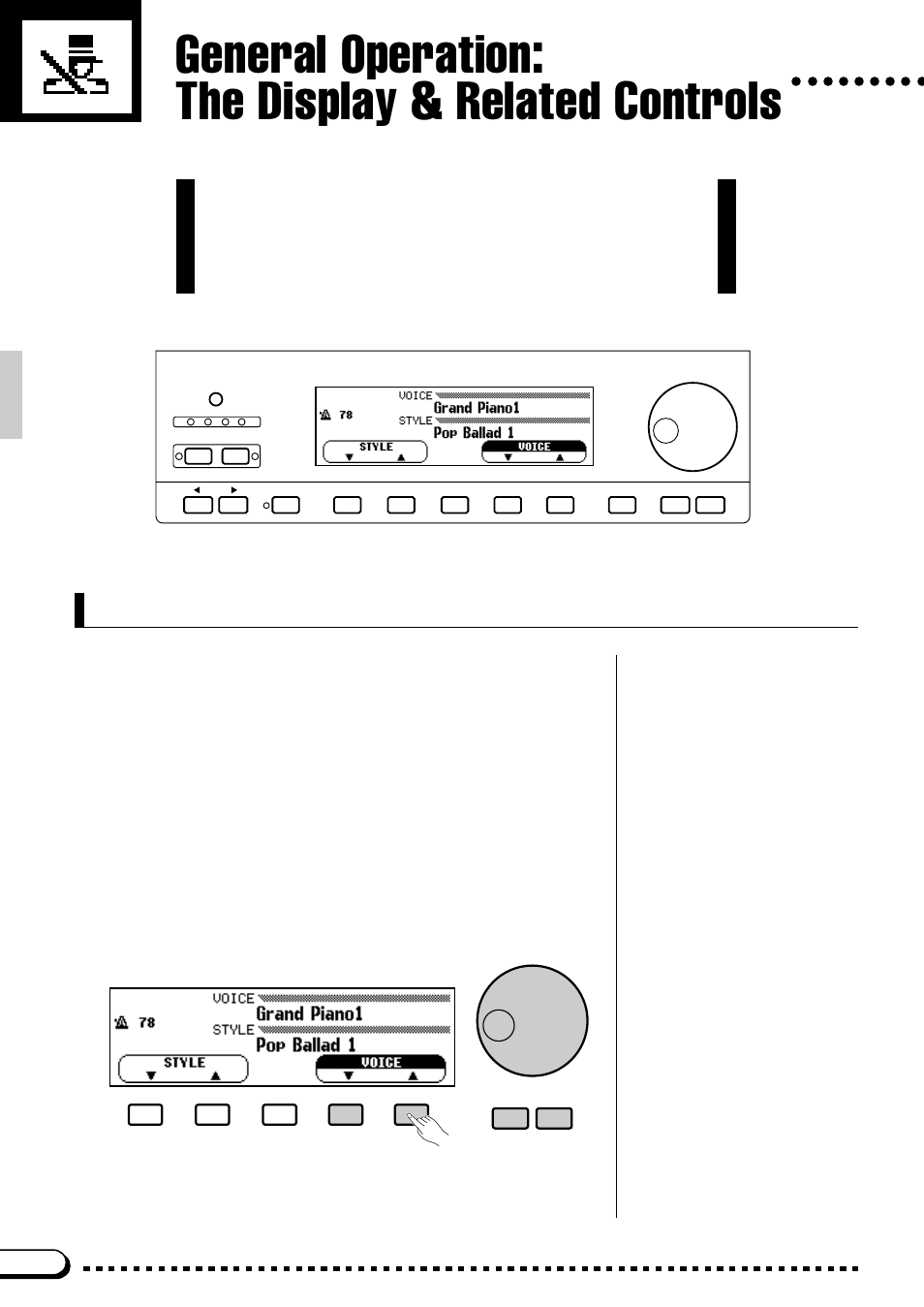 General operation: the display & related controls, The display & lcd buttons | Yamaha CVP-59S User Manual | Page 11 / 163