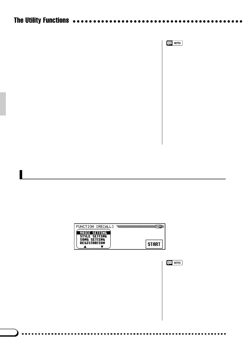 The utility functions, Recall | Yamaha CVP-59S User Manual | Page 111 / 163