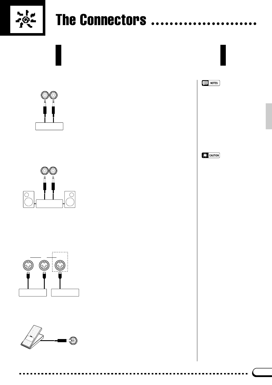 The connectors, Aux in l/l+r and r jacks, Aux out l/l+r and r jacks | Exp pedal jack (cvp-79a) | Yamaha CVP-59S User Manual | Page 116 / 163