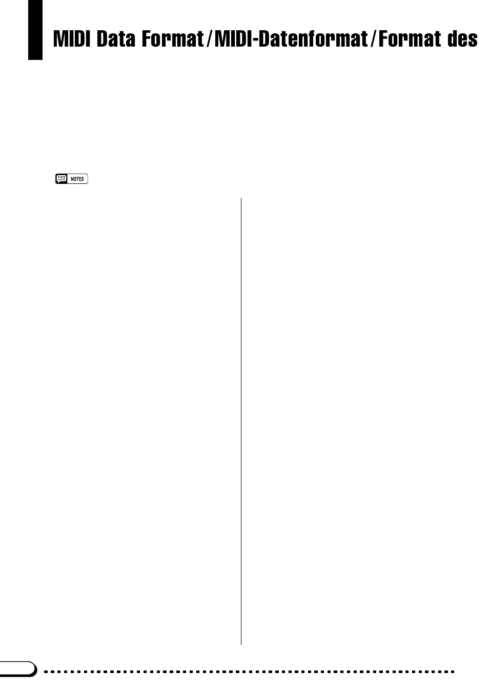 Midi data format, Midi-datenformat, Format des | Channel messages | Yamaha CVP-59S User Manual | Page 127 / 163